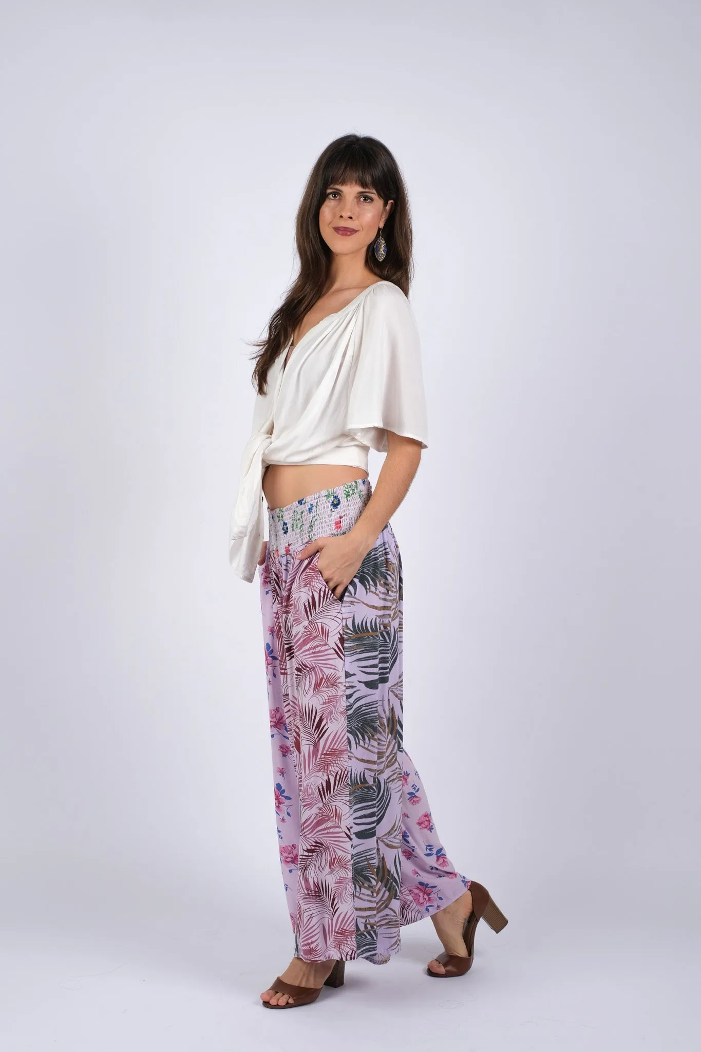 225295/4 Lavender Floral Serenity Patchwork Chic Pants