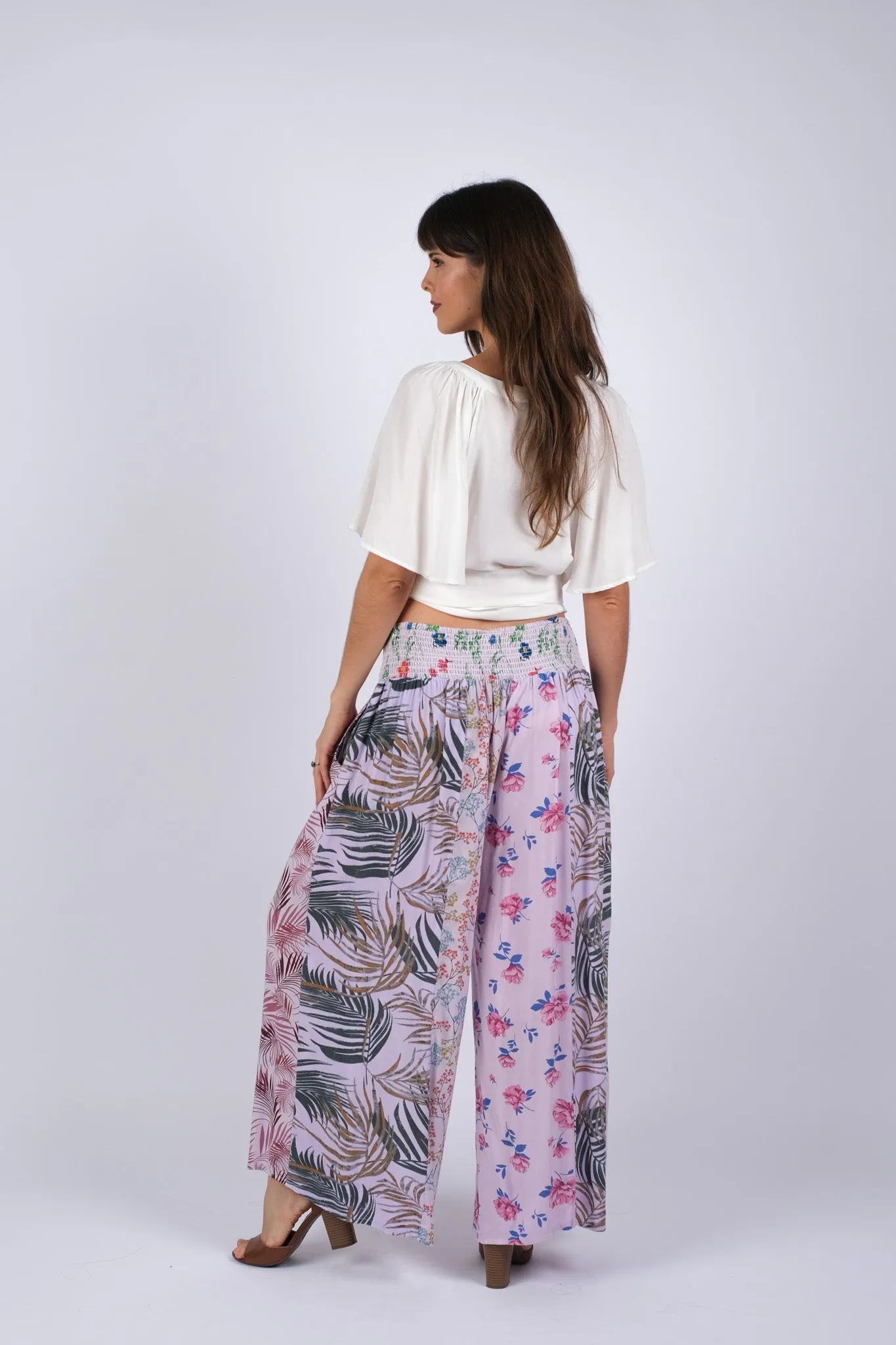 225295/4 Lavender Floral Serenity Patchwork Chic Pants