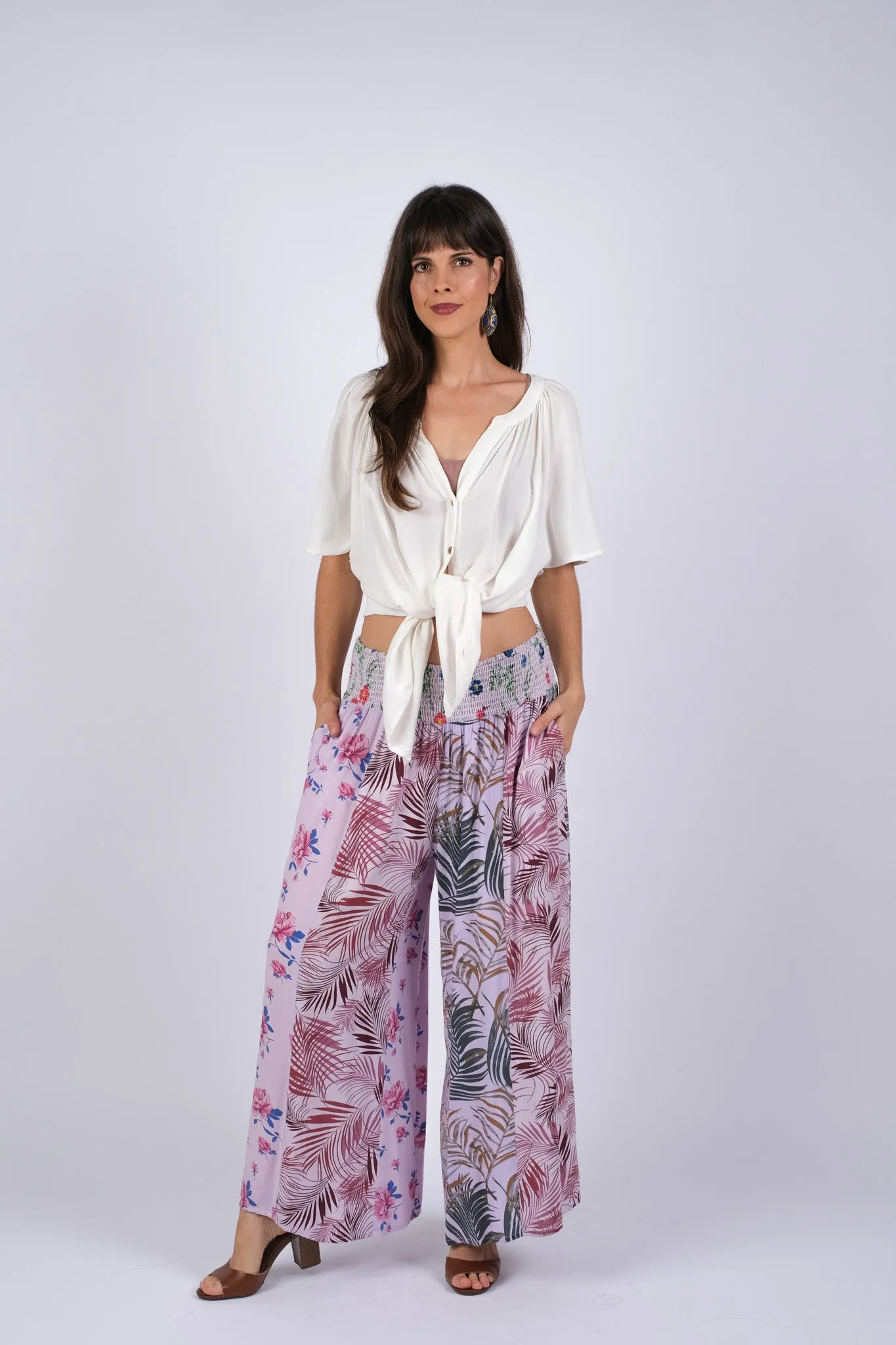 225295/4 Lavender Floral Serenity Patchwork Chic Pants
