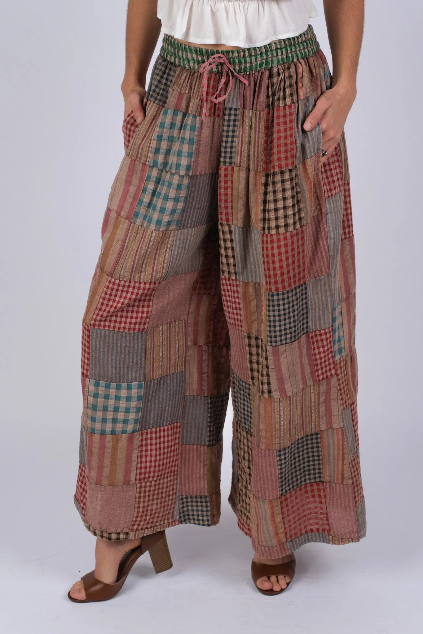 225303 Patchwork Plaid Comfy Hippie Pants