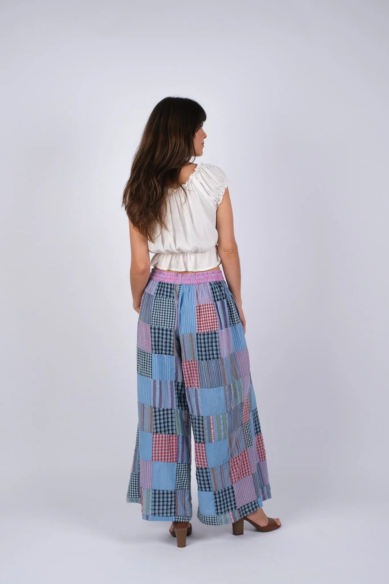 225303 Patchwork Plaid Comfy Hippie Pants