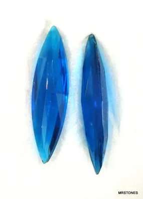 25x6mm (4285) Capri Blue Fancy Cut Same Sided Marquise Navette