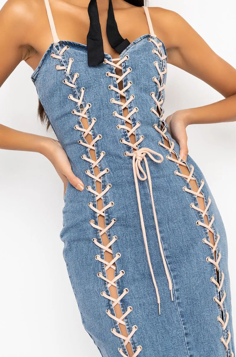 3 IS BETTER THAN 2 MAXI LACE UP DRESS