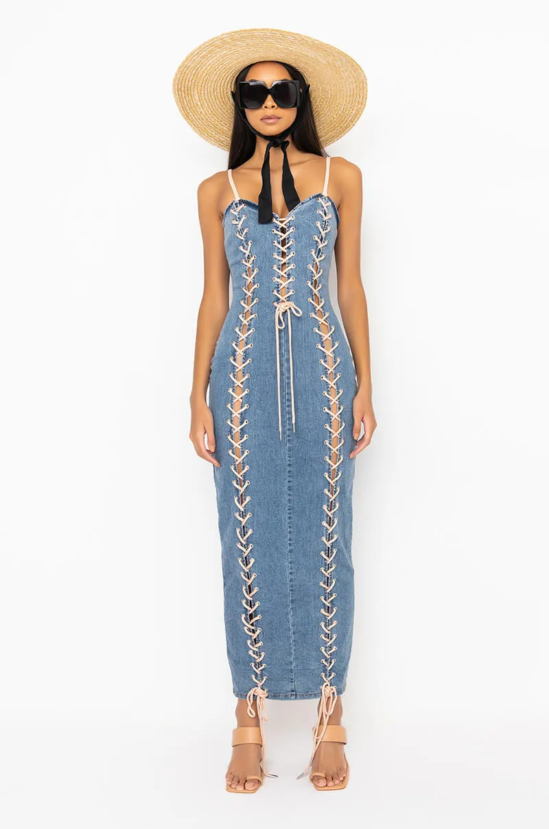 3 IS BETTER THAN 2 MAXI LACE UP DRESS