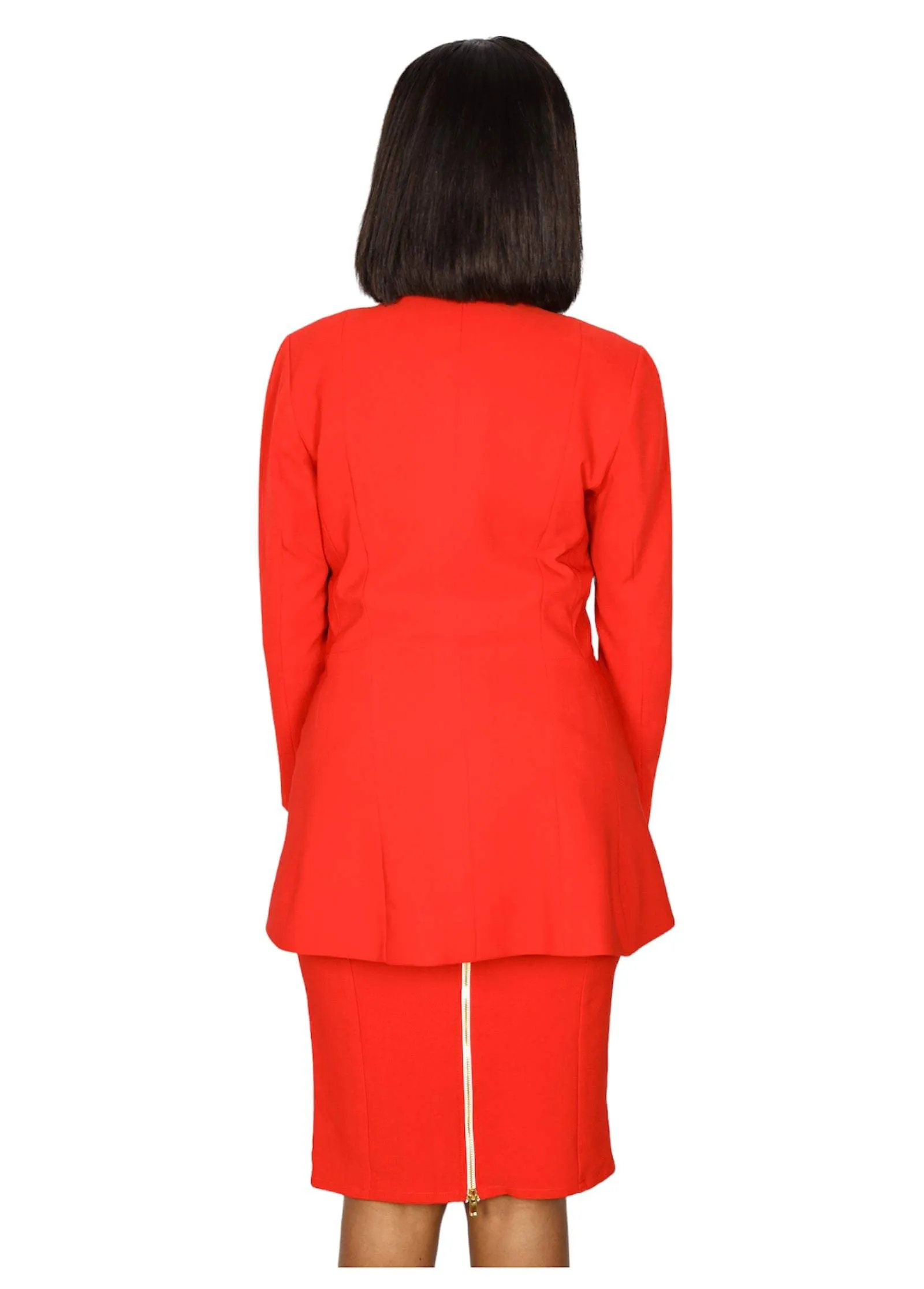 African Office Skirt Suit Red