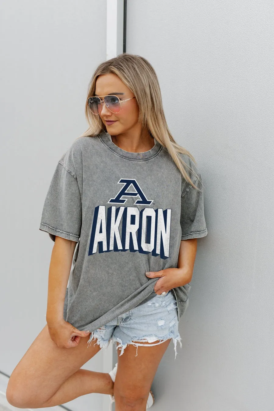 AKRON ZIPS SOLID DEFENSE OVERSIZED CREWNECK TEE