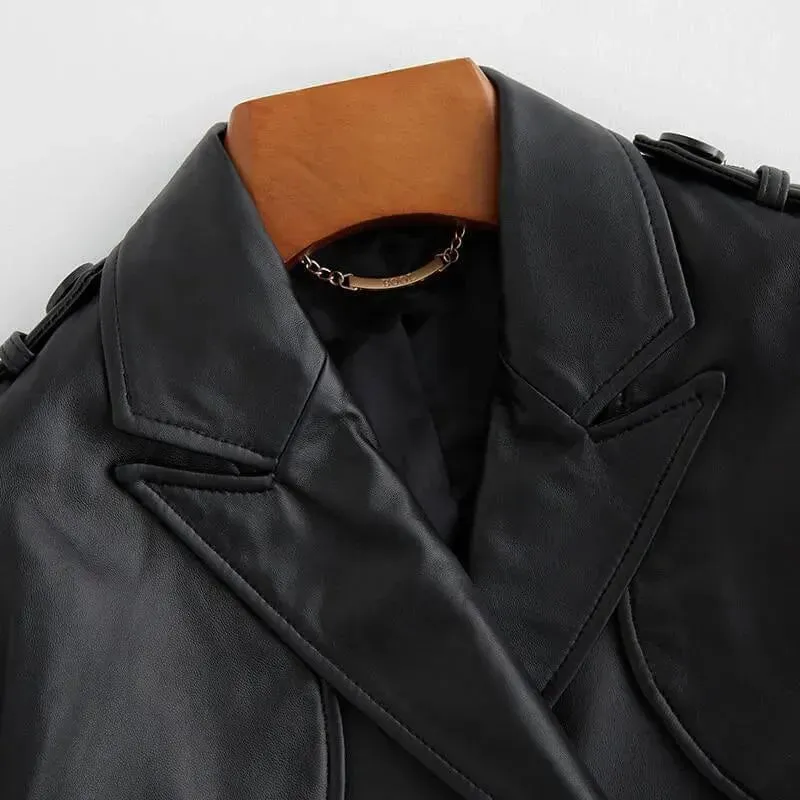 Angel Leather Trench Coat for Women