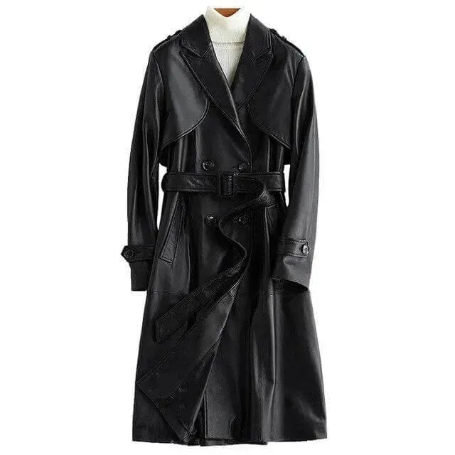 Angel Leather Trench Coat for Women