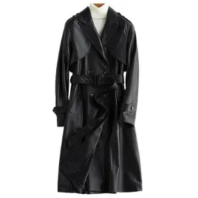 Angel Leather Trench Coat for Women