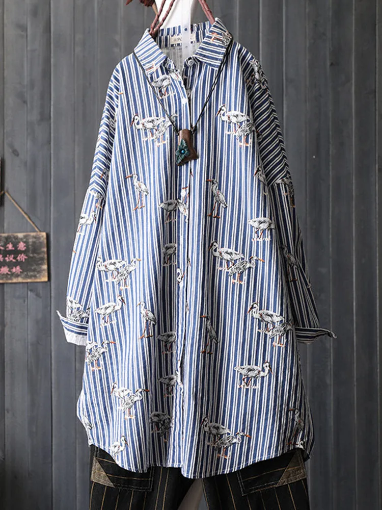 Animal Printed Stripe Blouses