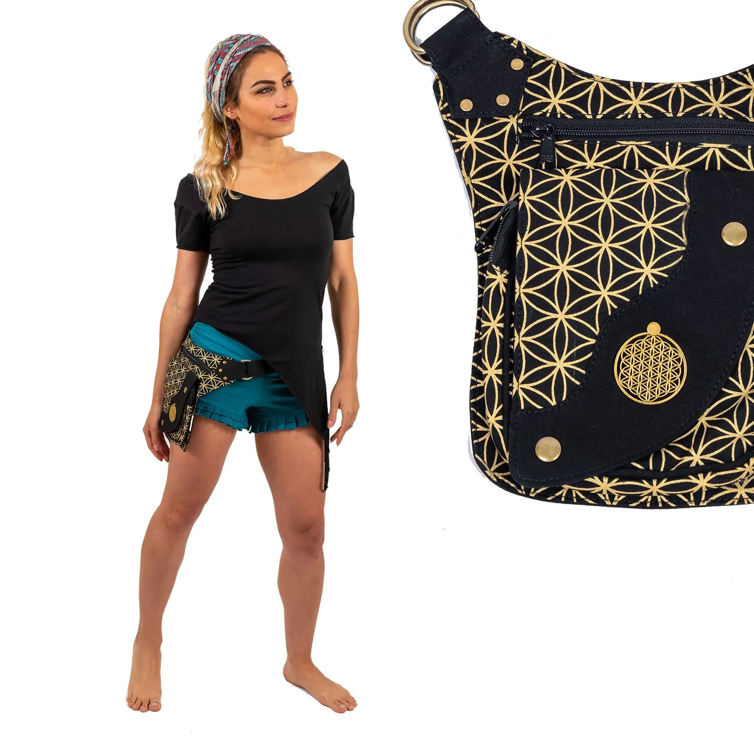 Aphrodite Hip Bag / Shoulder Bag - Flower of Life Print