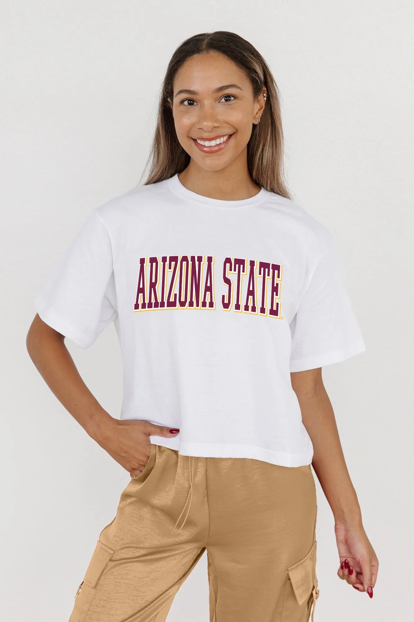 ARIZONA STATE SUN DEVILS ALL-STAR APPEAL BOXY FIT WOMEN'S CROPPED TEE BY MADI PREWETT TROUTT