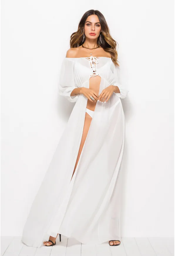 Bandage Strapless Solid Color Maxi Dresses