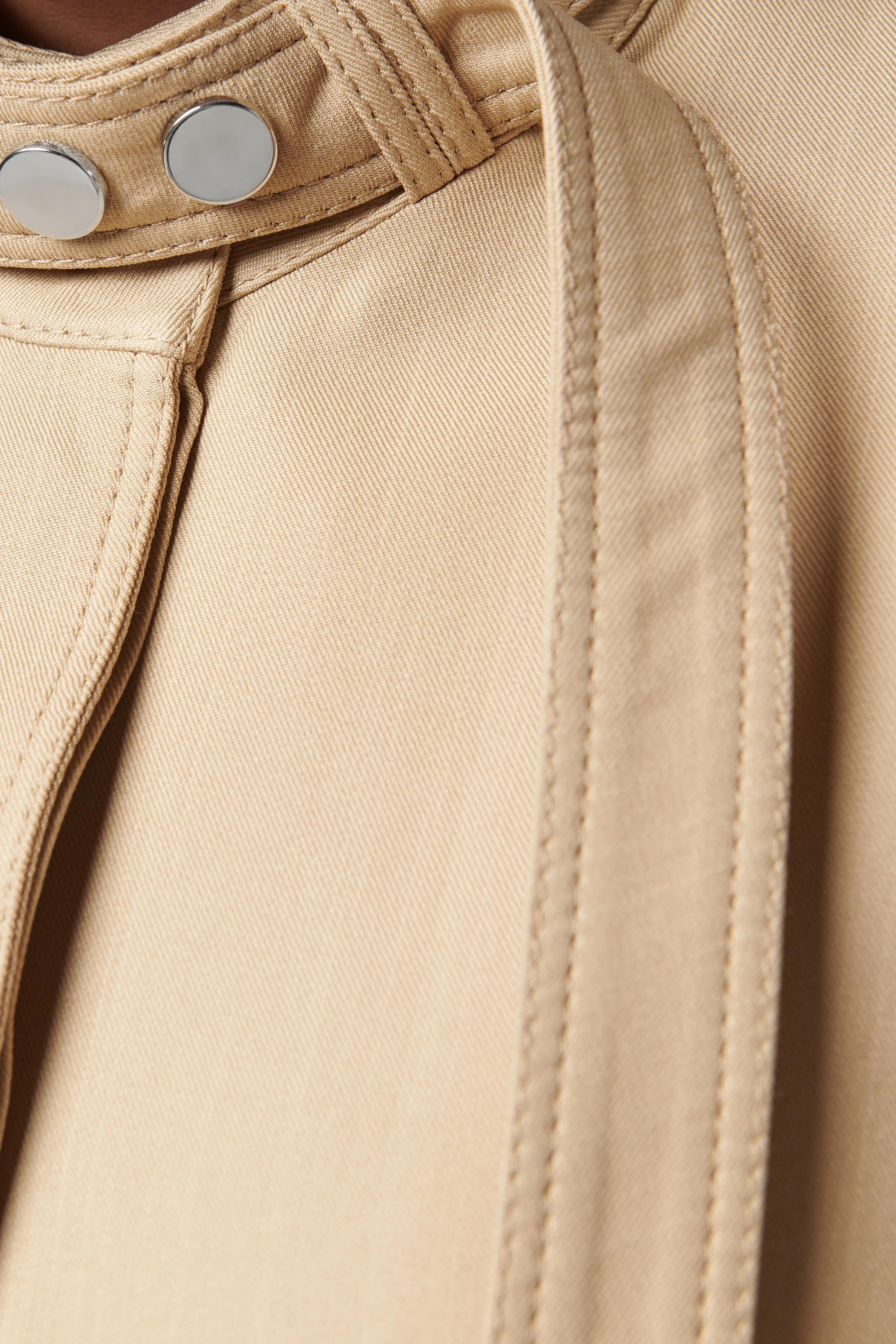 Beige Oversized Long Trench Coat