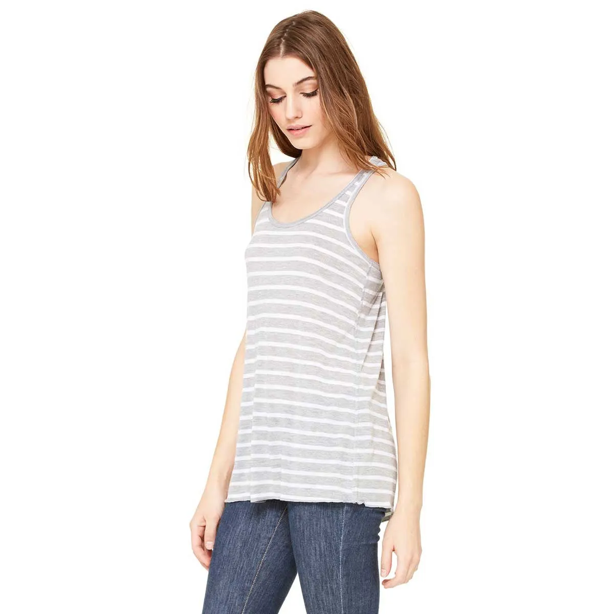 Bella   Canvas Women's Athletic Heather/White Flowy Racerback Tank