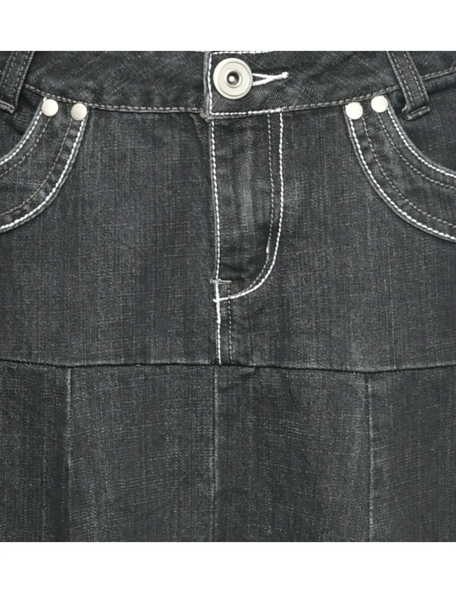 Black 1990s Denim Midi Skirt - M