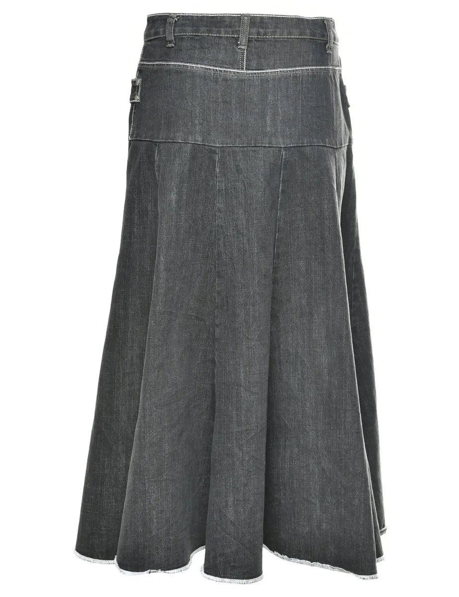 Black 1990s Denim Midi Skirt - M