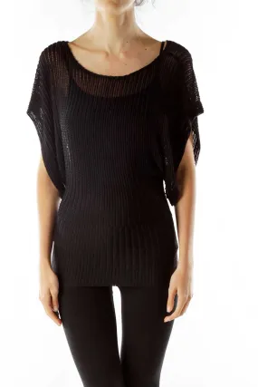 Black Cable Knit Blouse