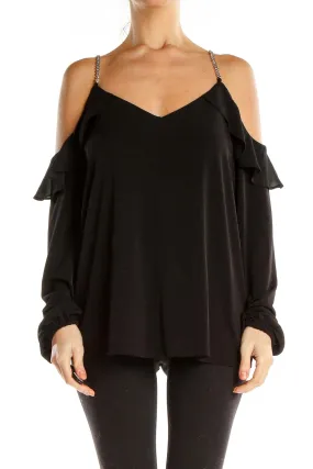 Black Chic Cold Shoulder Blouse