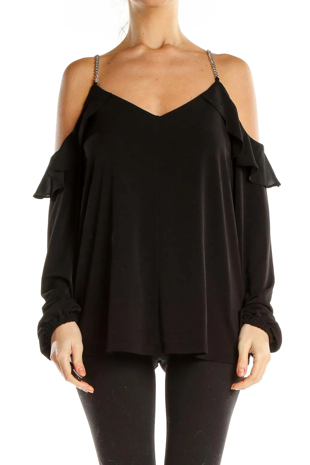 Black Chic Cold Shoulder Blouse