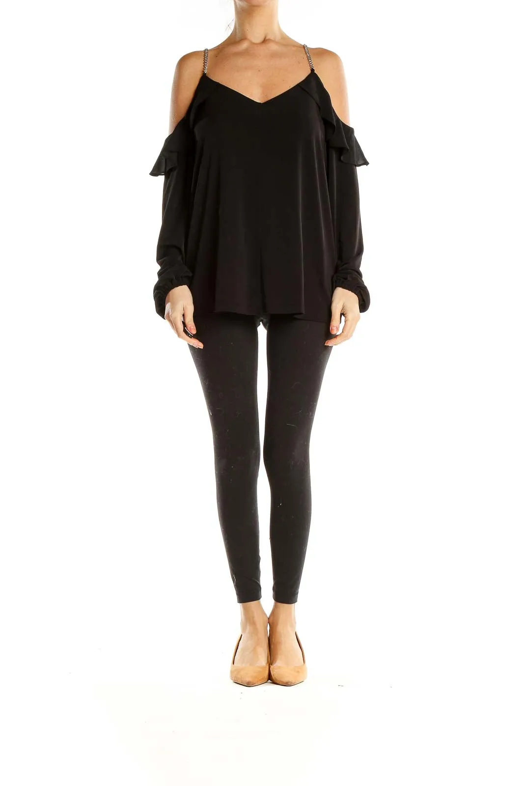 Black Chic Cold Shoulder Blouse