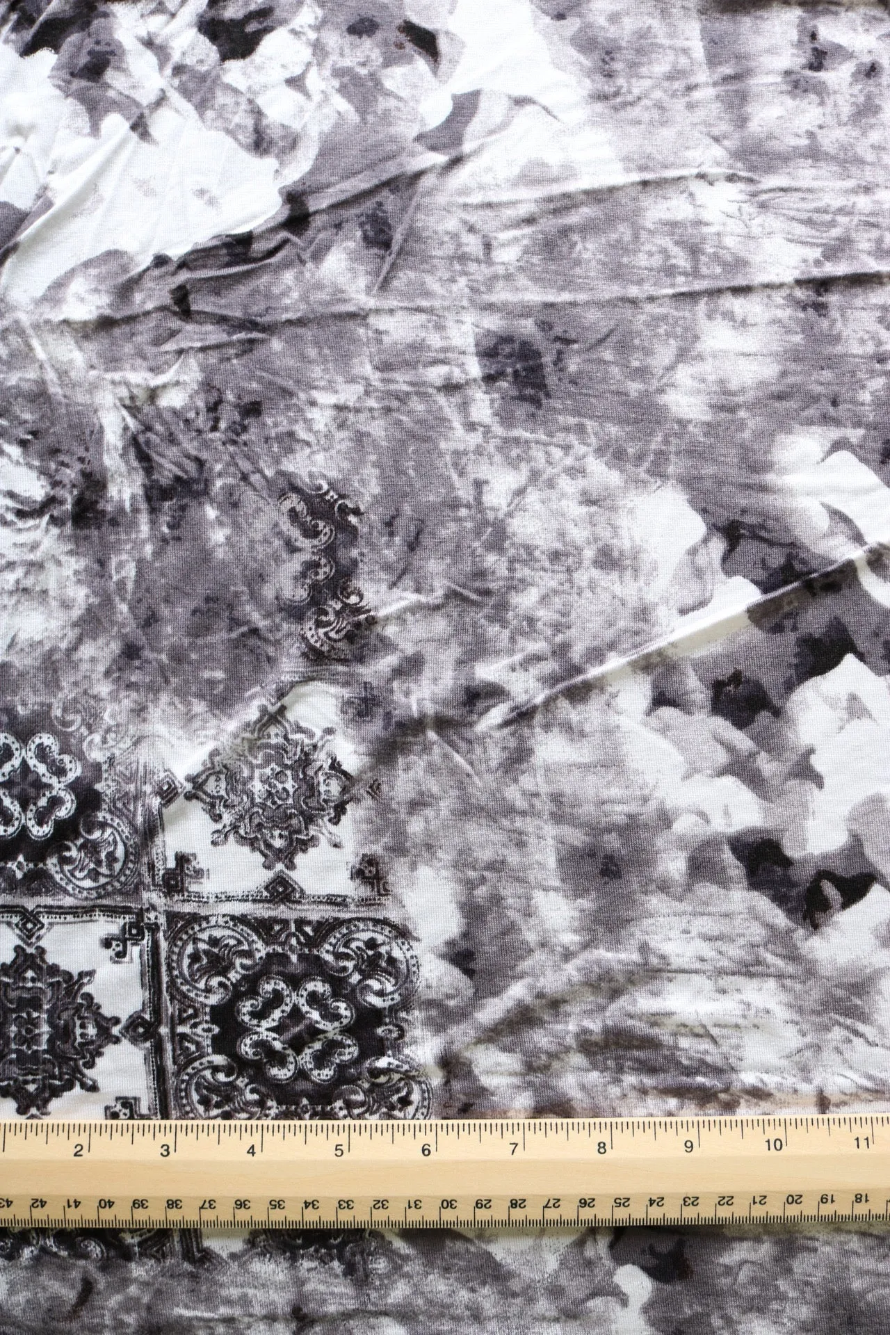 Black Tie Dye Mosaic Tiles Rayon Spandex Jersey
