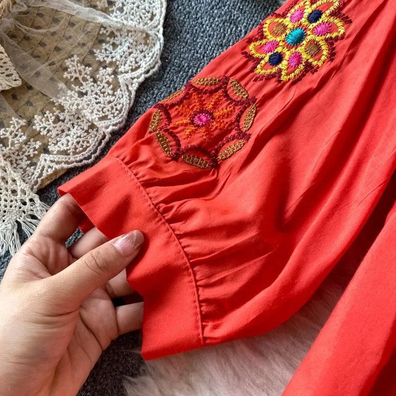 Boho Chic Floral Embroidery Dress