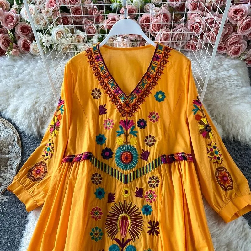 Boho Chic Floral Embroidery Dress