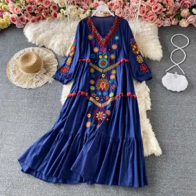 Boho Chic Floral Embroidery Dress