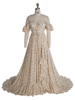 Boho Gown for Rehearsal Dinner Gender Reveal Bohemian Photoshoot Props YW240034
