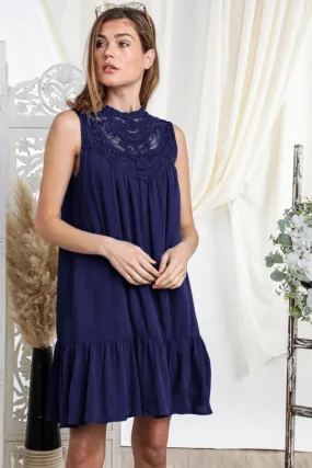 BOHO LACED MOCK NECK DRESS