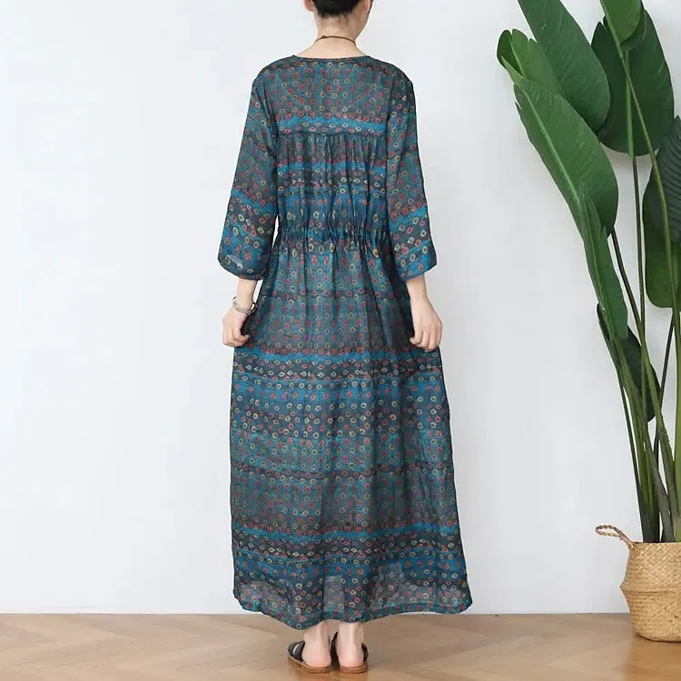 boho maxi dress Casual Floral Summer Dress V-Neck Dresses