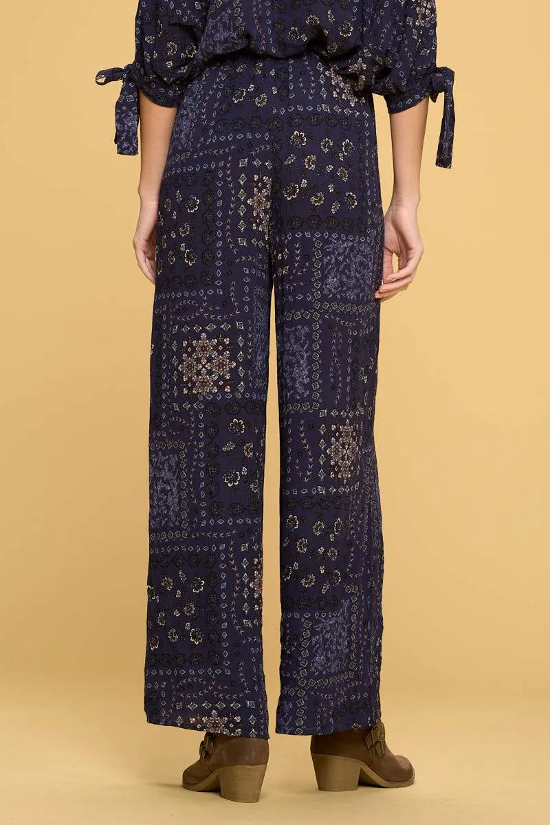 Boho Paisley Print Palazzo Pants