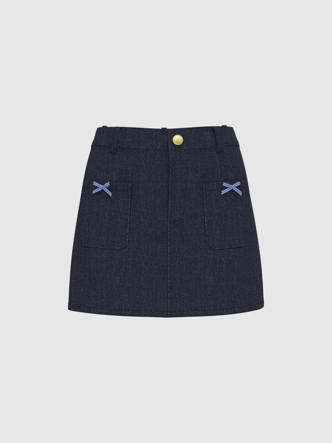 Bow Decor Denim Skirts