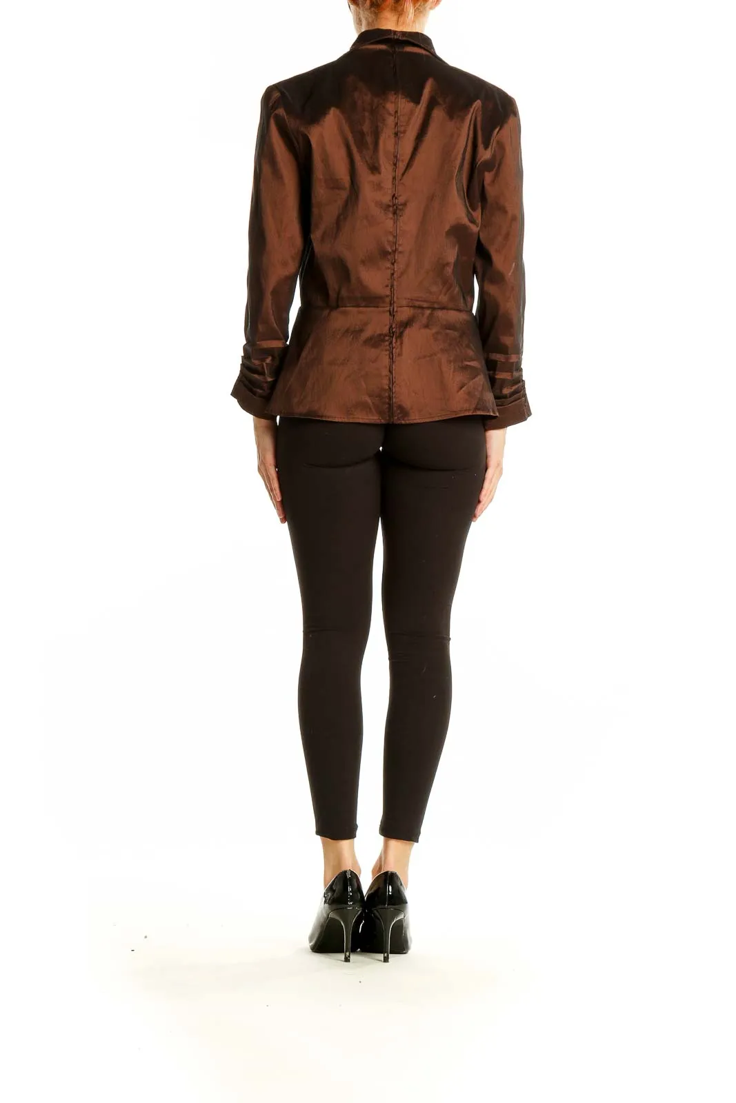 Brown Shimmering Twist-Front Blouse