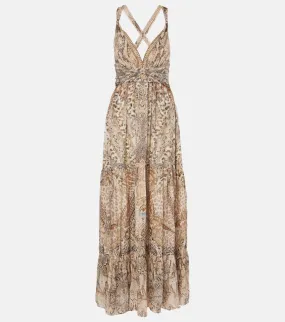 Camilla Throne Room gathered silk maxi dress