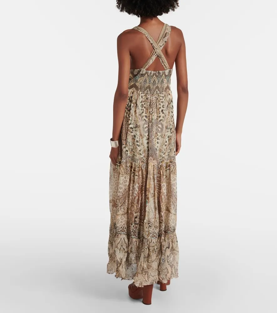 Camilla Throne Room gathered silk maxi dress