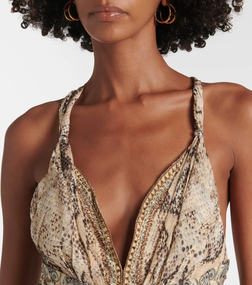 Camilla Throne Room gathered silk maxi dress