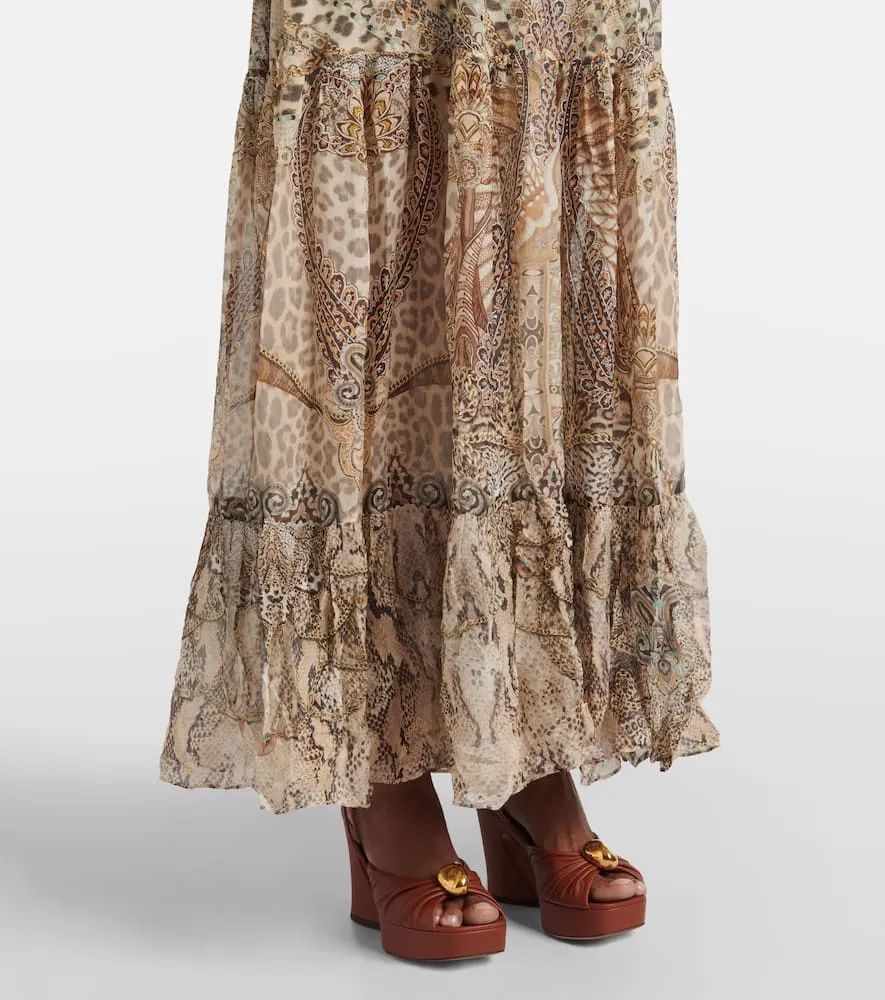Camilla Throne Room gathered silk maxi dress