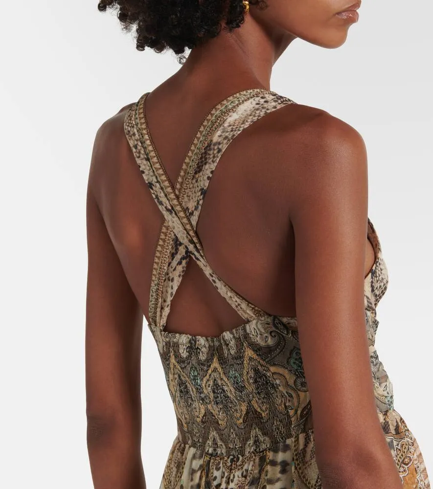 Camilla Throne Room gathered silk maxi dress