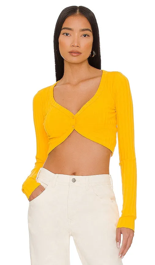 COTTON CITIZEN Capri Crop Cardigan in Yellow