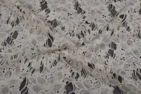 Cream Embroidered Chemical Lace Fabric