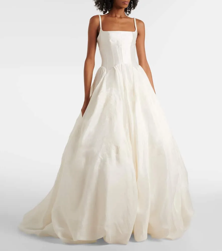 Danielle Frankel Bridal Leighton appliqu√É¬© twill and organza gown