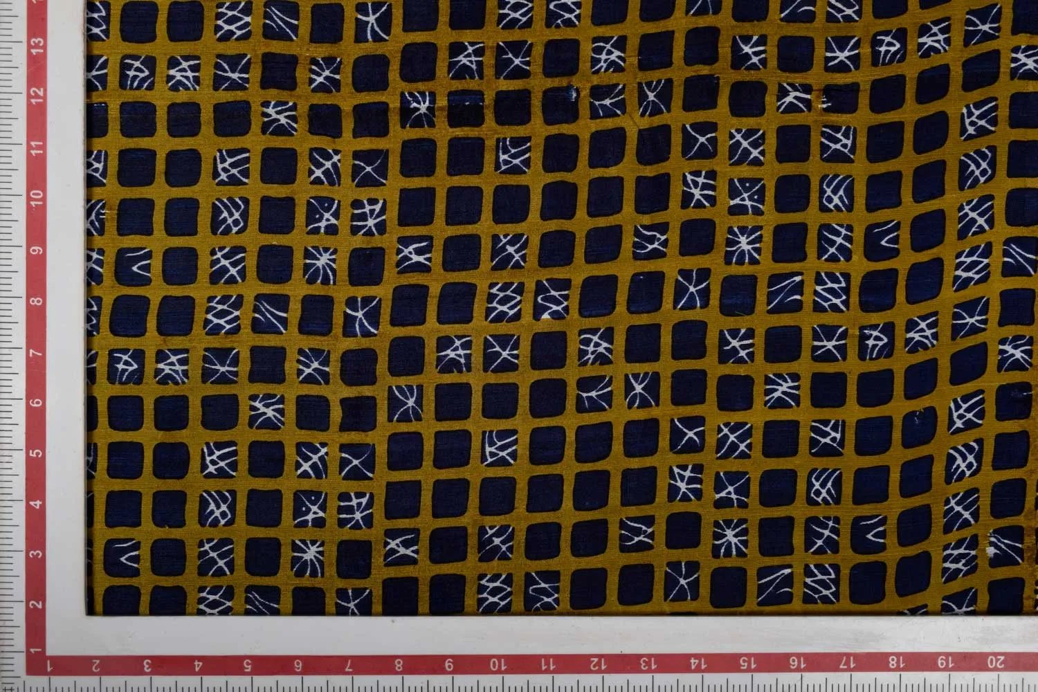 Dark Blue Printed Dupion Fabric