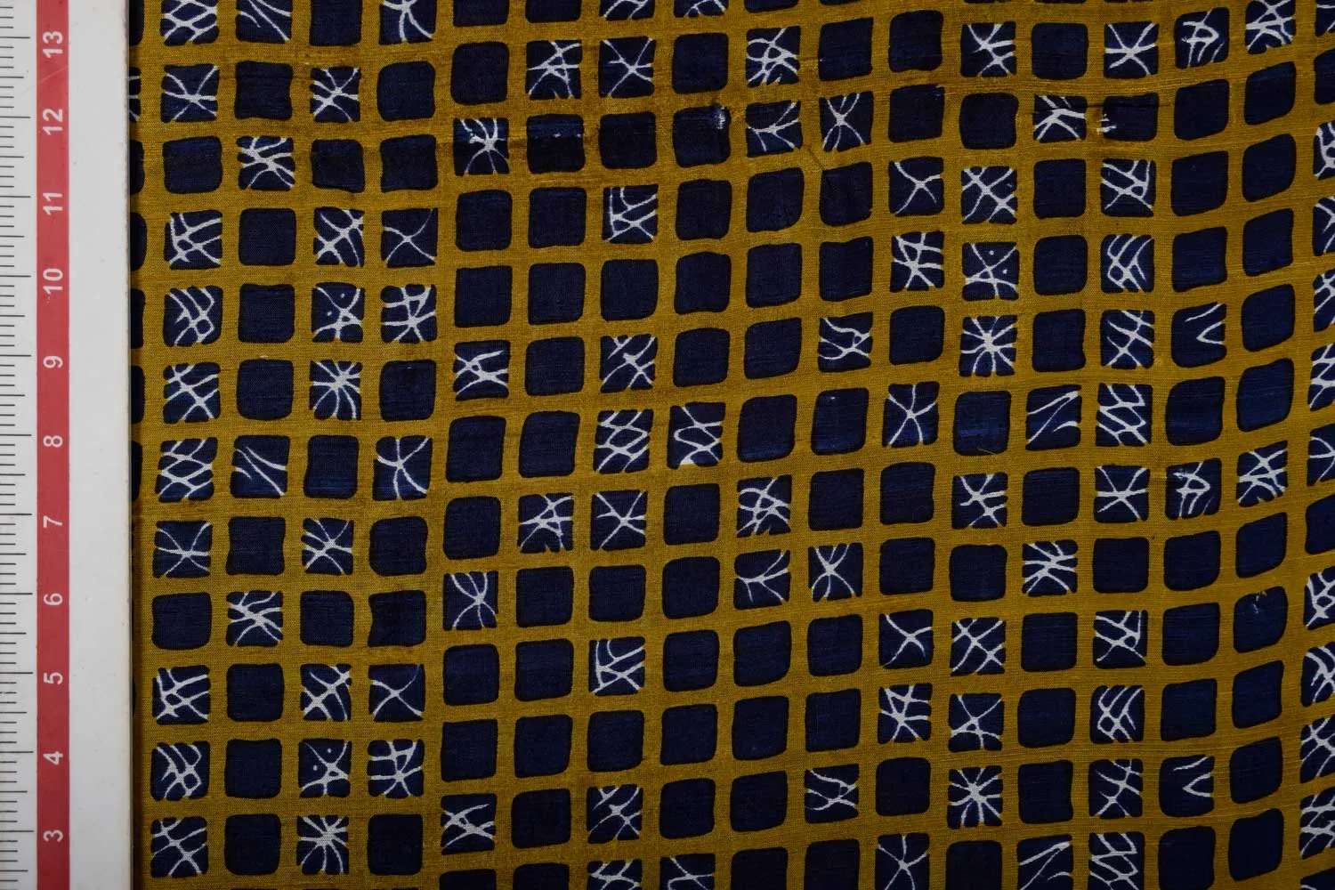 Dark Blue Printed Dupion Fabric