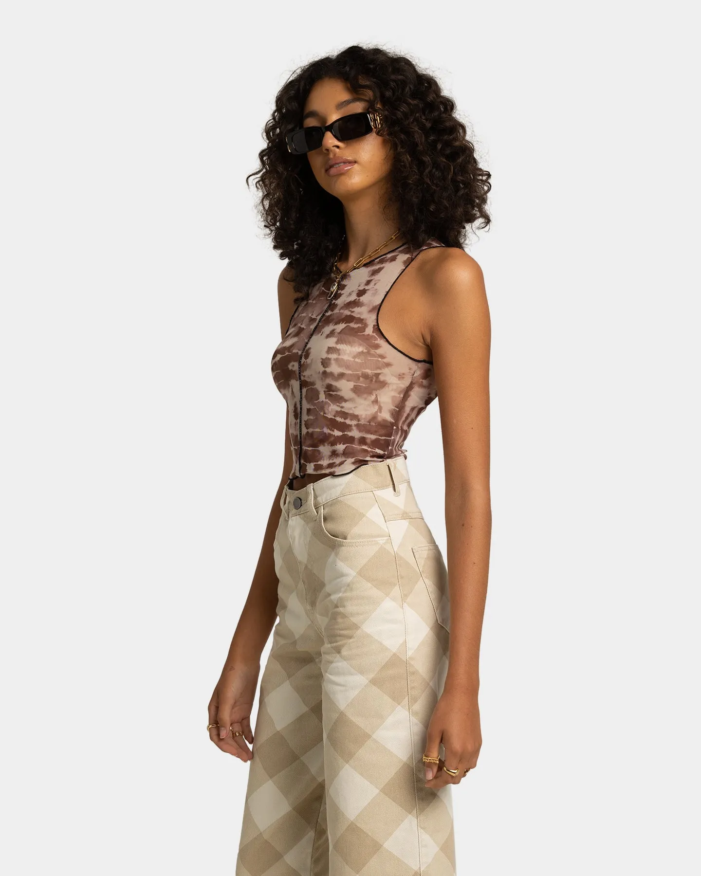 EN ES Women's Arora Tank Brown Tie Dye