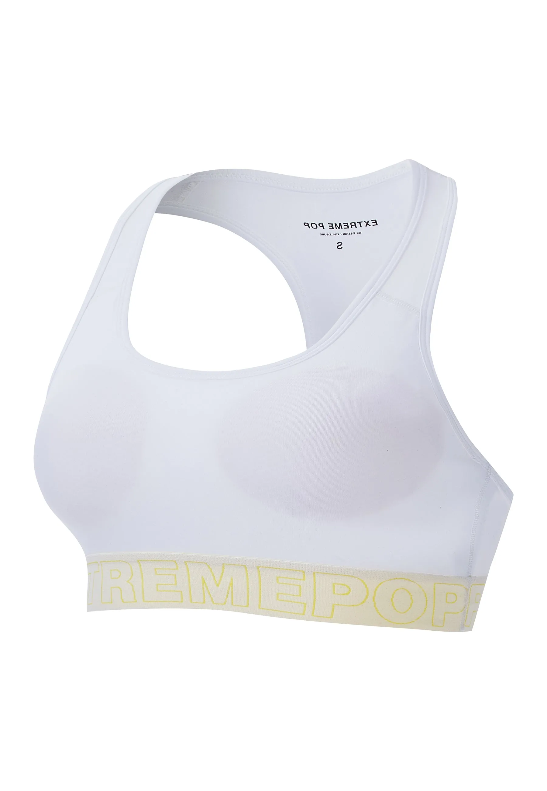 Extreme Pop Womens Sports Bra Training Gym Racerback Jacquard Waistband