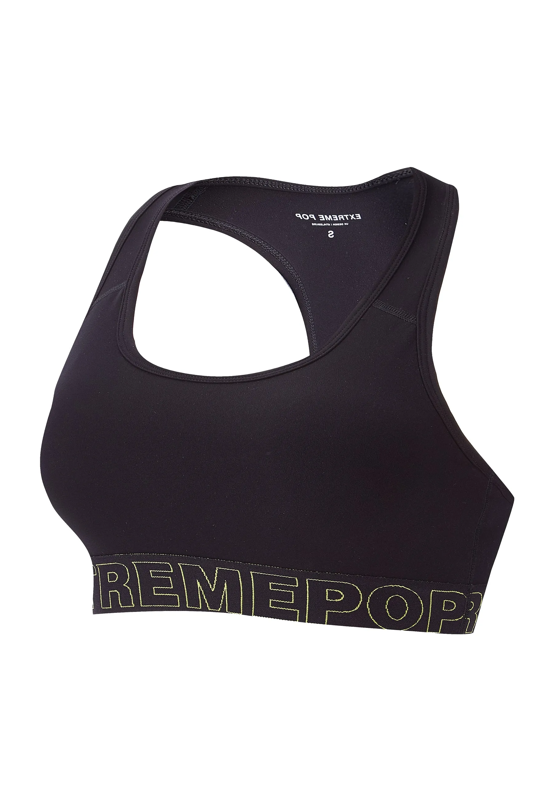 Extreme Pop Womens Sports Bra Training Gym Racerback Jacquard Waistband