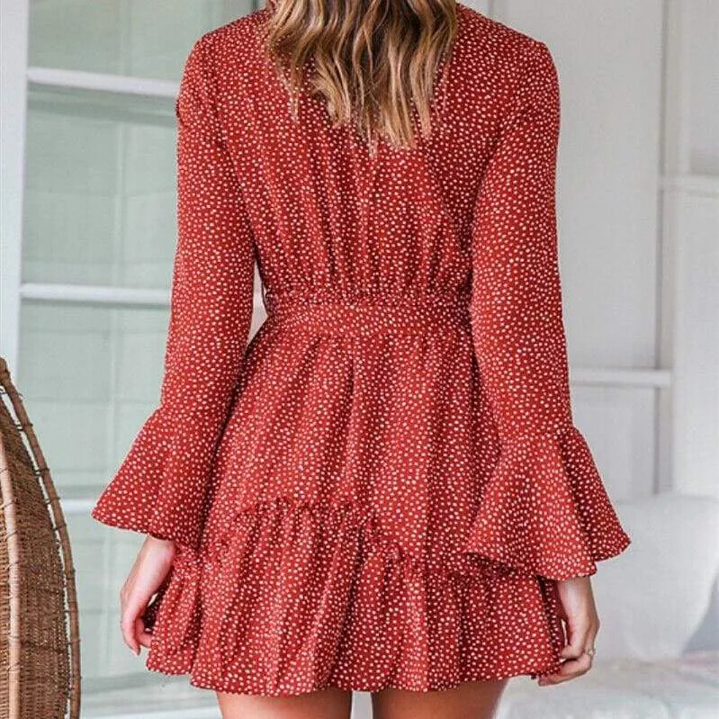 FashionSierra - Fashion Women Boho Ruffle Floral Holiday Mini Sun Dress