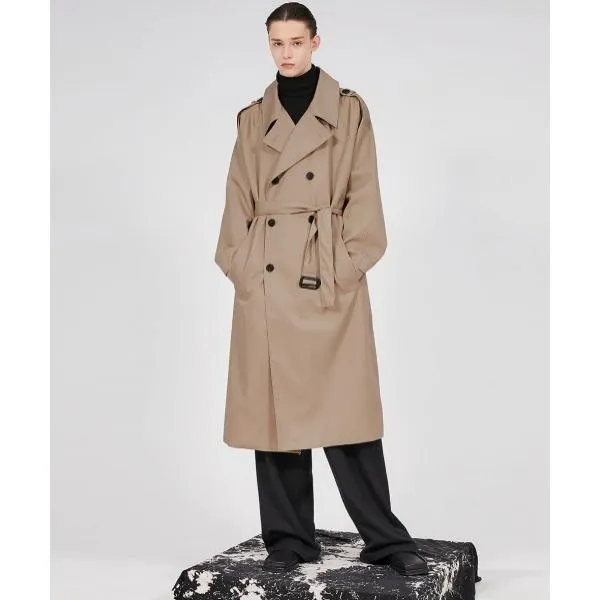 FLARE UP (フレアアップ)     Oversized Raglan Trench Coat - Beige (FL-020)
